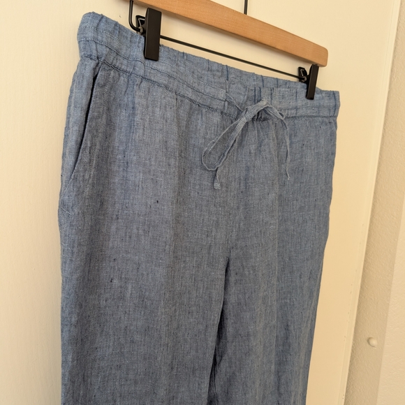 Charter Club Luxury Womens Medium 100% Linen Pants Blue Vacation Resortwear - Picture 4 of 8